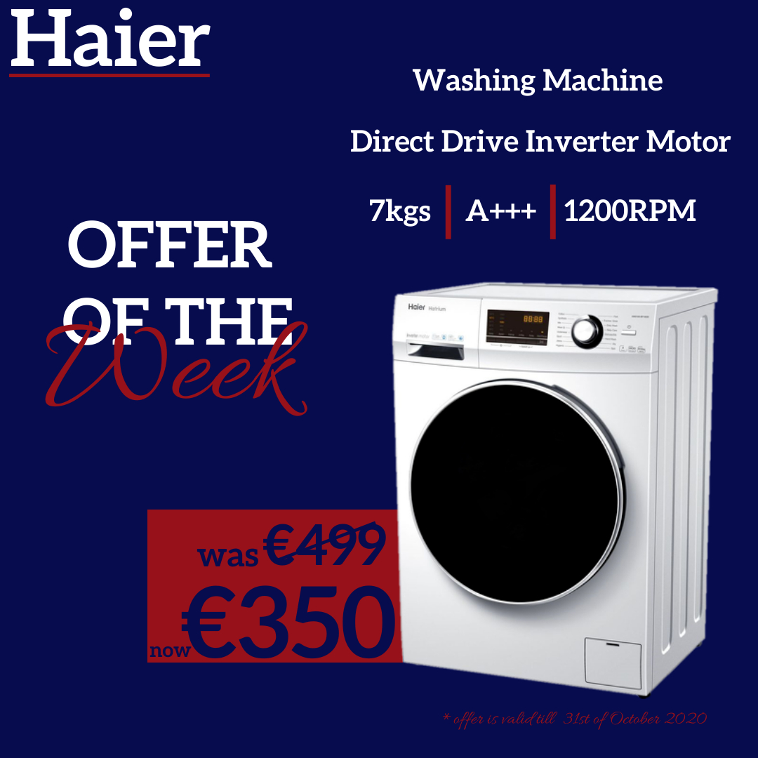 Haier 7kgs Automatic Washing Machine with Direct Drive Inverter Motor Covered by LIFETIME WARRANTY!